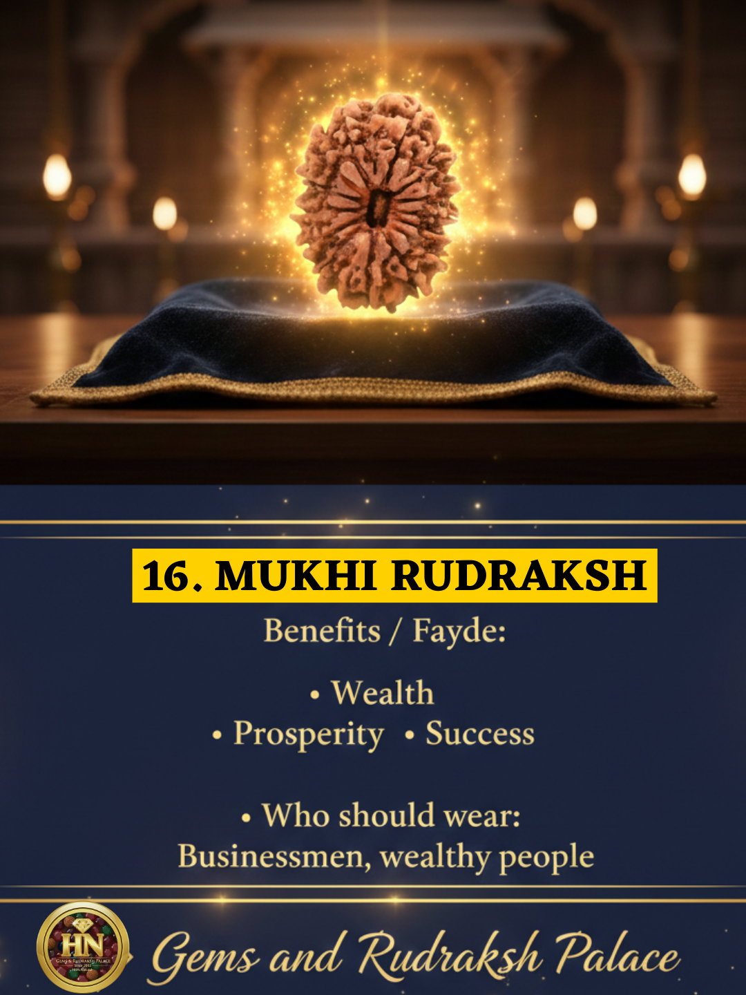 16 Mukhi Nepali Rudraksha – Original Solah Mukhi Bead for Protection & Victory
