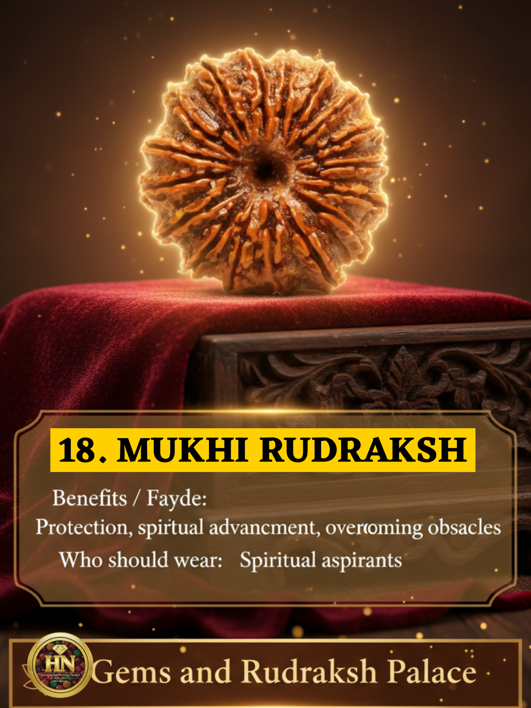 18 Mukhi Nepali Rudraksha – Original Atharah Mukhi Bead for Stability & Abundance