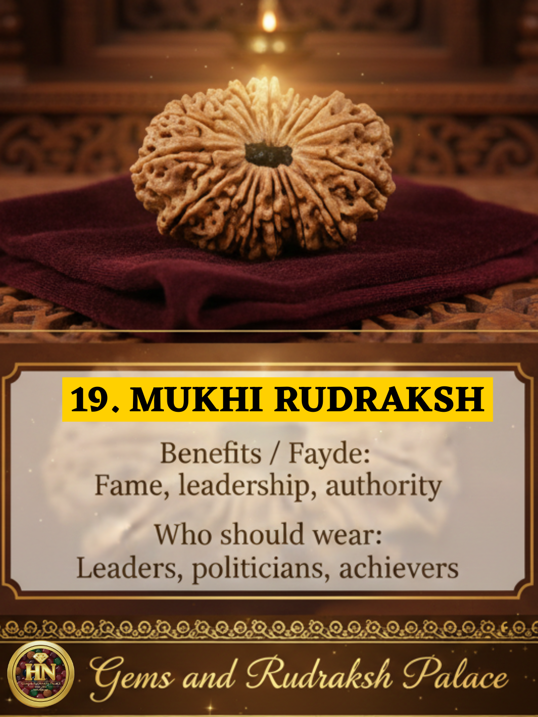 19 Mukhi Nepali Rudraksha – Original Unnis Mukhi Bead for Success & Fulfillment